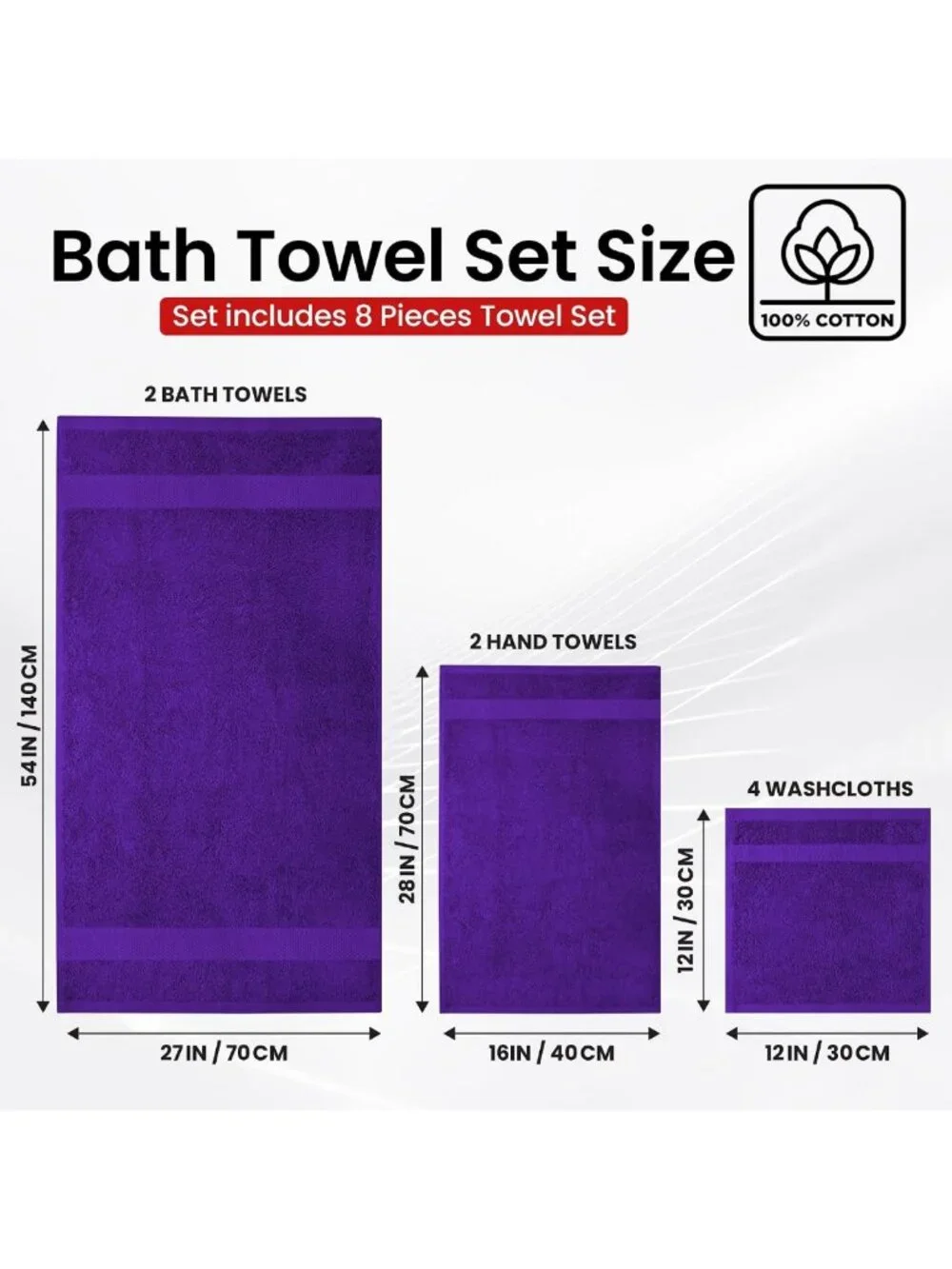 Luxury 8-Piece Cotton Towel Set - Soft, Absorbent Bath Towels & Washcloths
